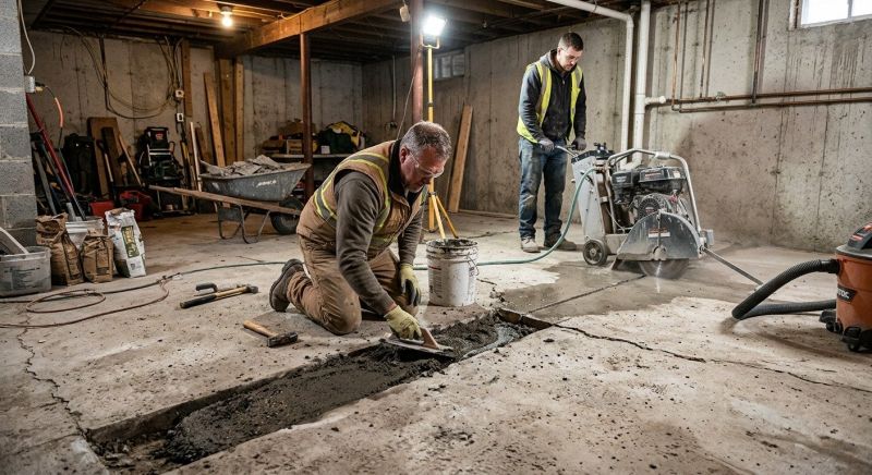 Cracked Basement Floor Repair in Douglas County, CO