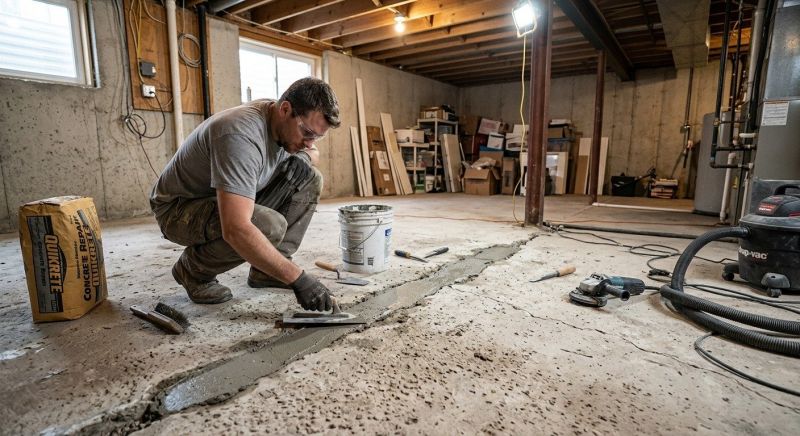 Cracked Basement Floor Repair in Douglas County, CO